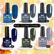 Oje semipermanentă RICHE, Colecția de Toamnă Nr. 4, 6 culori, 7.3 ml
