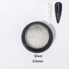Caviar de unghii metalic, Argintiu, Dimensiune 0.6mm