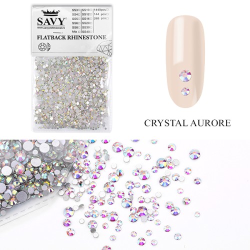 Cristale de unghii din sticla, Nr31, Crystal aurore, 1440 buc | Savy Professional